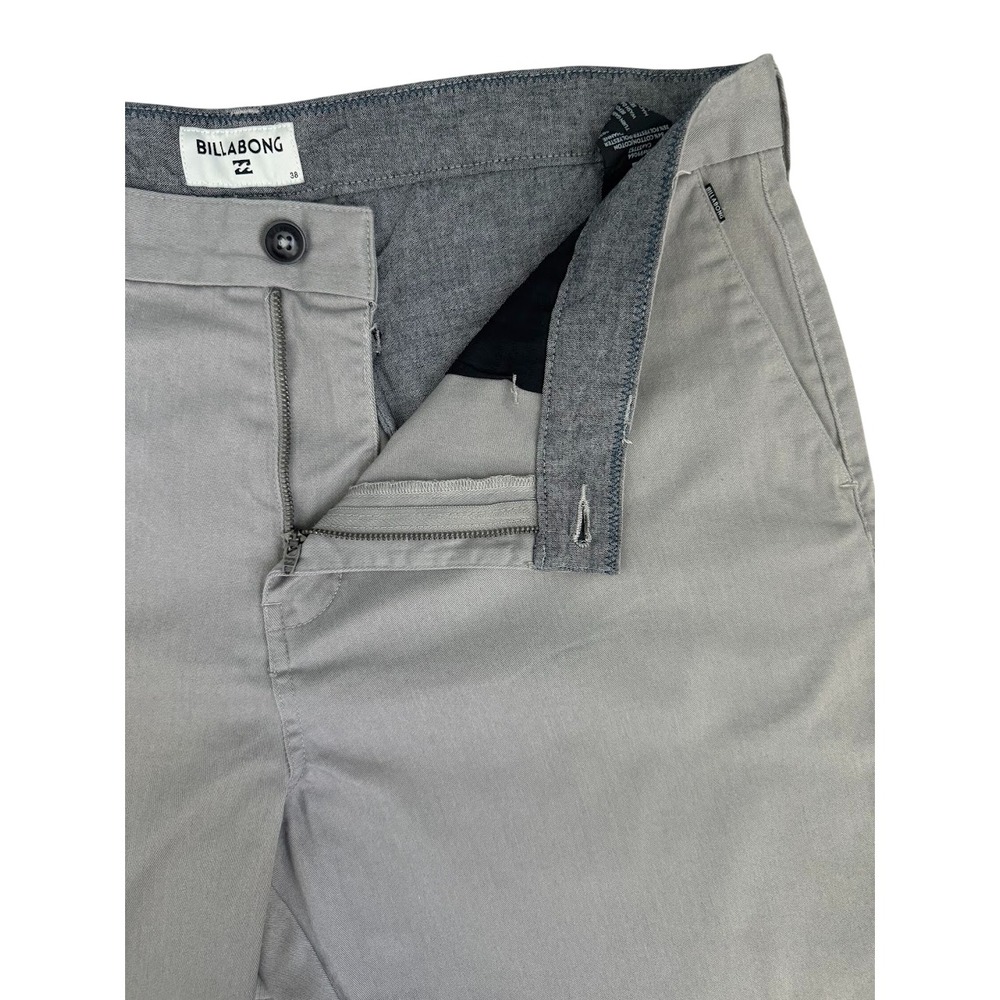 Billabong Mens Gray Chino Shorts Size 38 Flat Front Casual Skate Summer Shorts - Picture 4 of 10
